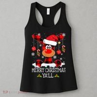 Merry Christmas Ya'll Cute Reindeer Women's Tank Top thumb 3