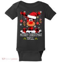 Merry Christmas Ya'll Cute Reindeer Baby Bodysuit thumb 0