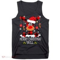 Merry Christmas Ya'll Cute Reindeer Tank Top thumb 0