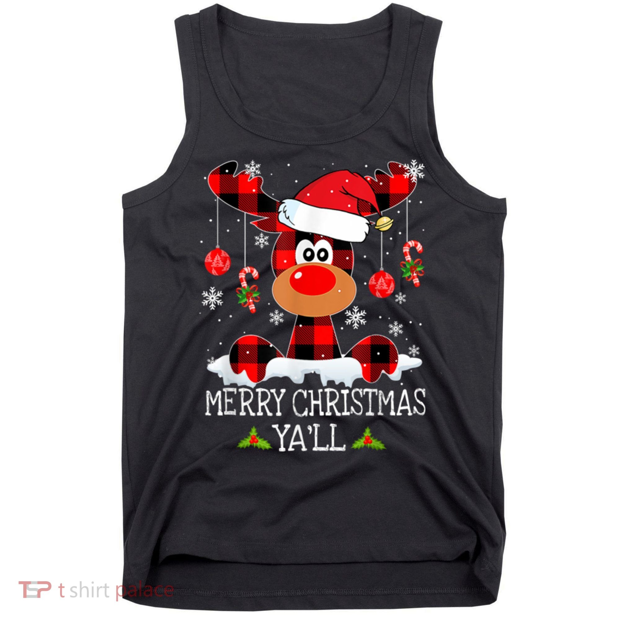 Merry Christmas Ya'll Cute Reindeer Tank Top