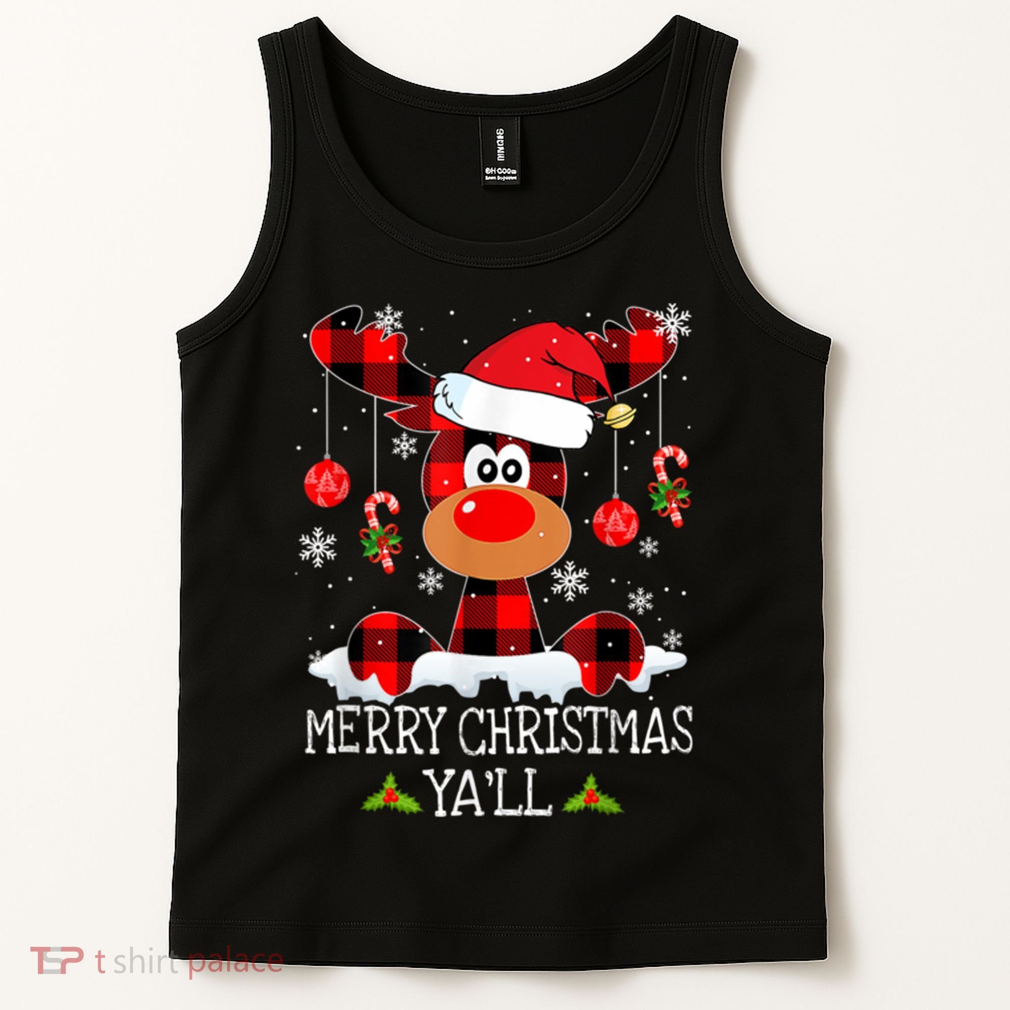 Merry Christmas Ya'll Cute Reindeer Tank Top