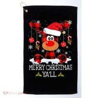 Merry Christmas Ya'll Cute Reindeer Golf Towel thumb 0