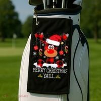 Merry Christmas Ya'll Cute Reindeer Golf Towel thumb 2