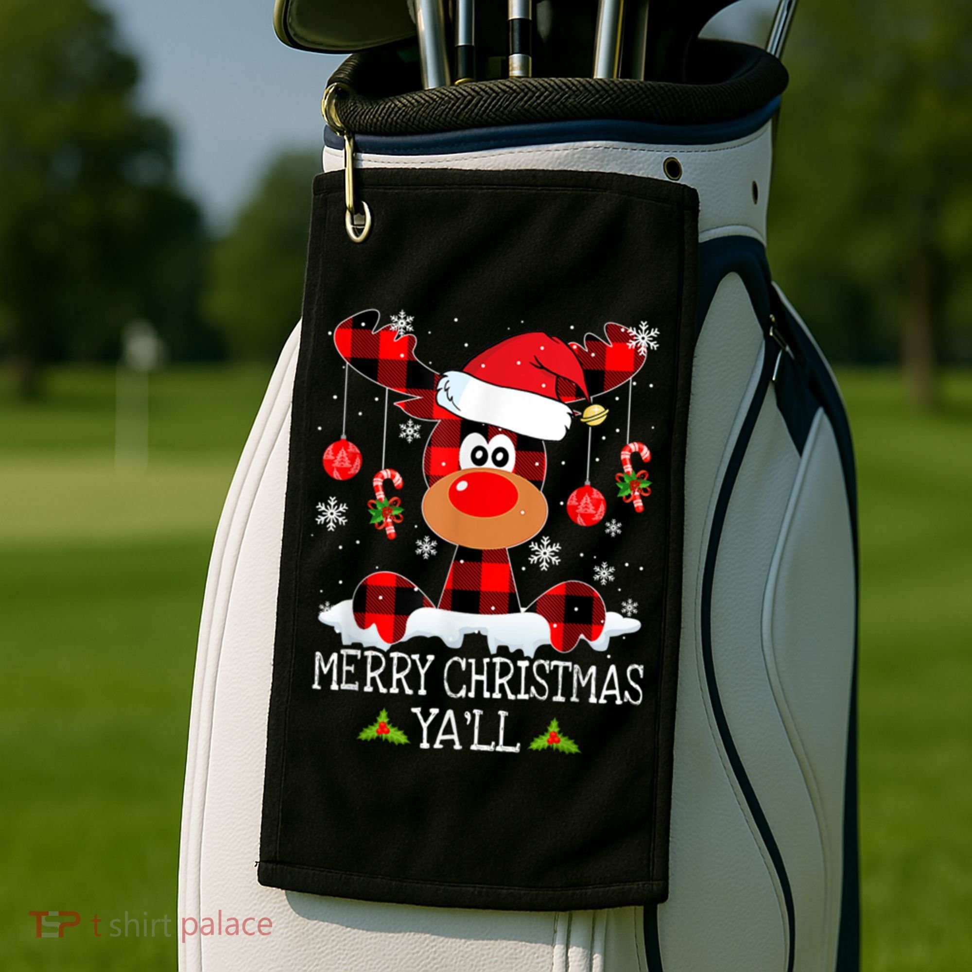 Merry Christmas Ya'll Cute Reindeer Golf Towel
