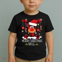 Merry Christmas Ya'll Cute Reindeer Toddler T-Shirt thumb 2