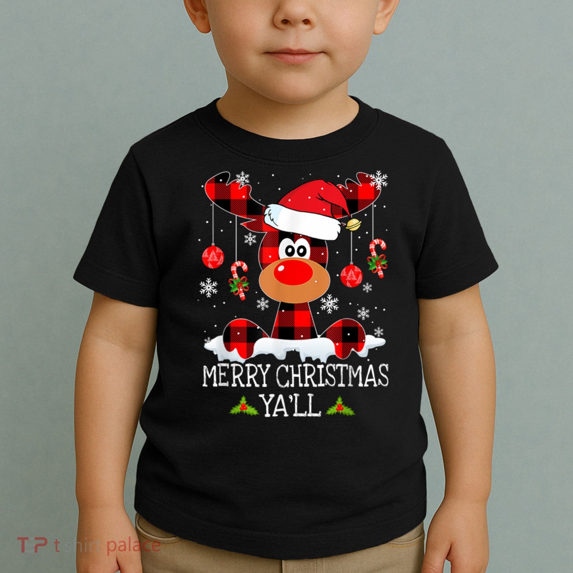Merry Christmas Ya'll Cute Reindeer Toddler T-Shirt