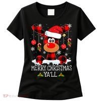 Merry Christmas Ya'll Cute Reindeer Women's T-Shirt thumb 0