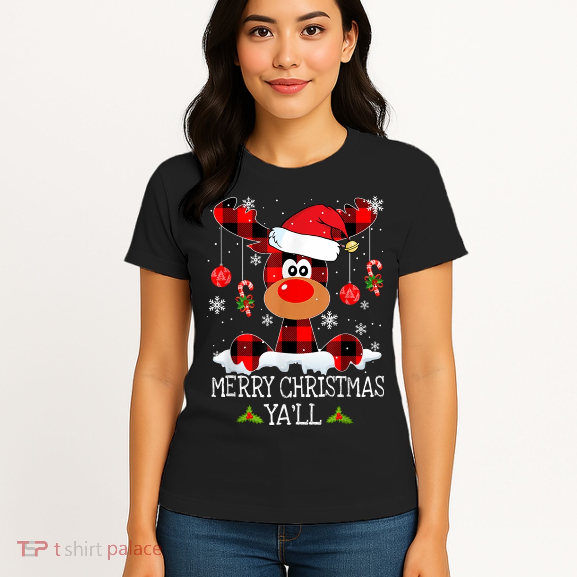 Merry Christmas Ya'll Cute Reindeer Women's T-Shirt