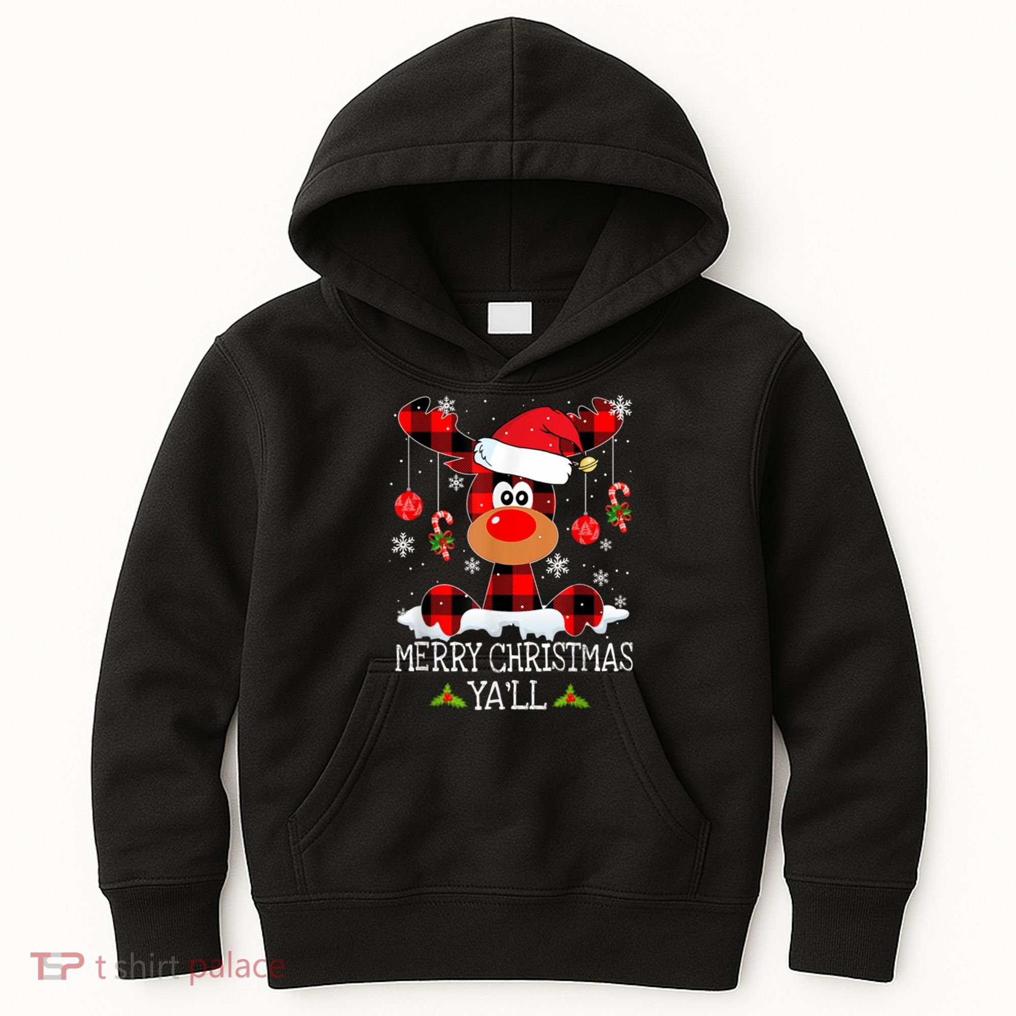 Merry Christmas Ya'll Cute Reindeer Kids Hoodie