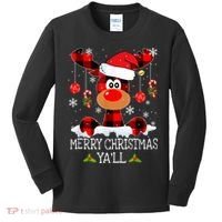Merry Christmas Ya'll Cute Reindeer Kids Long Sleeve Shirt thumb 0