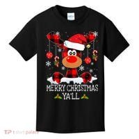 Merry Christmas Ya'll Cute Reindeer Kids T-Shirt thumb 0