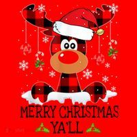 Merry Christmas Ya'll Cute Reindeer Santa Hat thumb 1