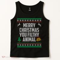 Merry Christmas You Filthy Animal Ugly Tank Top thumb 2