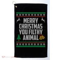 Merry Christmas You Filthy Animal Ugly Golf Towel thumb 0
