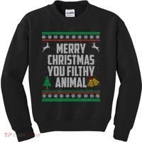 Merry Christmas You Filthy Animal Ugly Kids Sweatshirt thumb 0