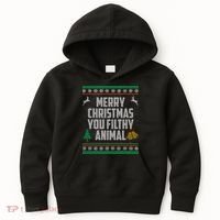 Merry Christmas You Filthy Animal Ugly Kids Hoodie thumb 0