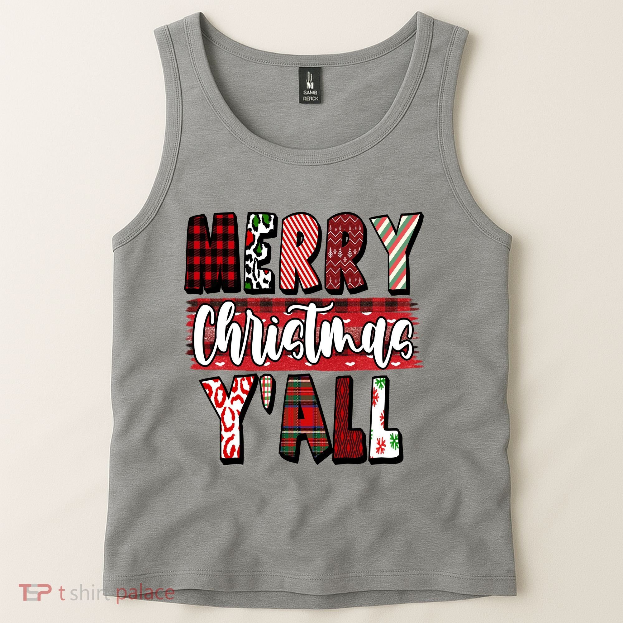 Merry Christmas Yall Holiday Festive Fun Tank Top