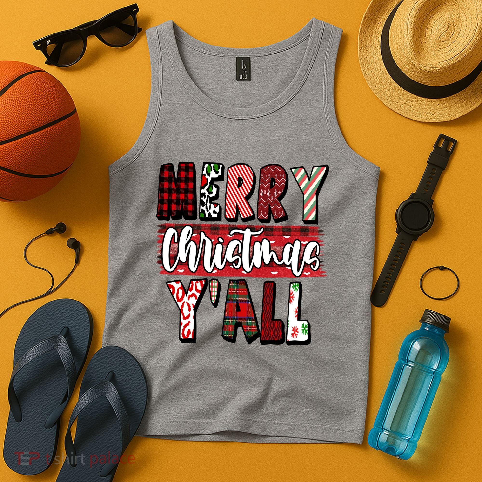 Merry Christmas Yall Holiday Festive Fun Tank Top