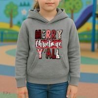 Merry Christmas Yall Holiday Festive Fun Kids Hoodie thumb 3
