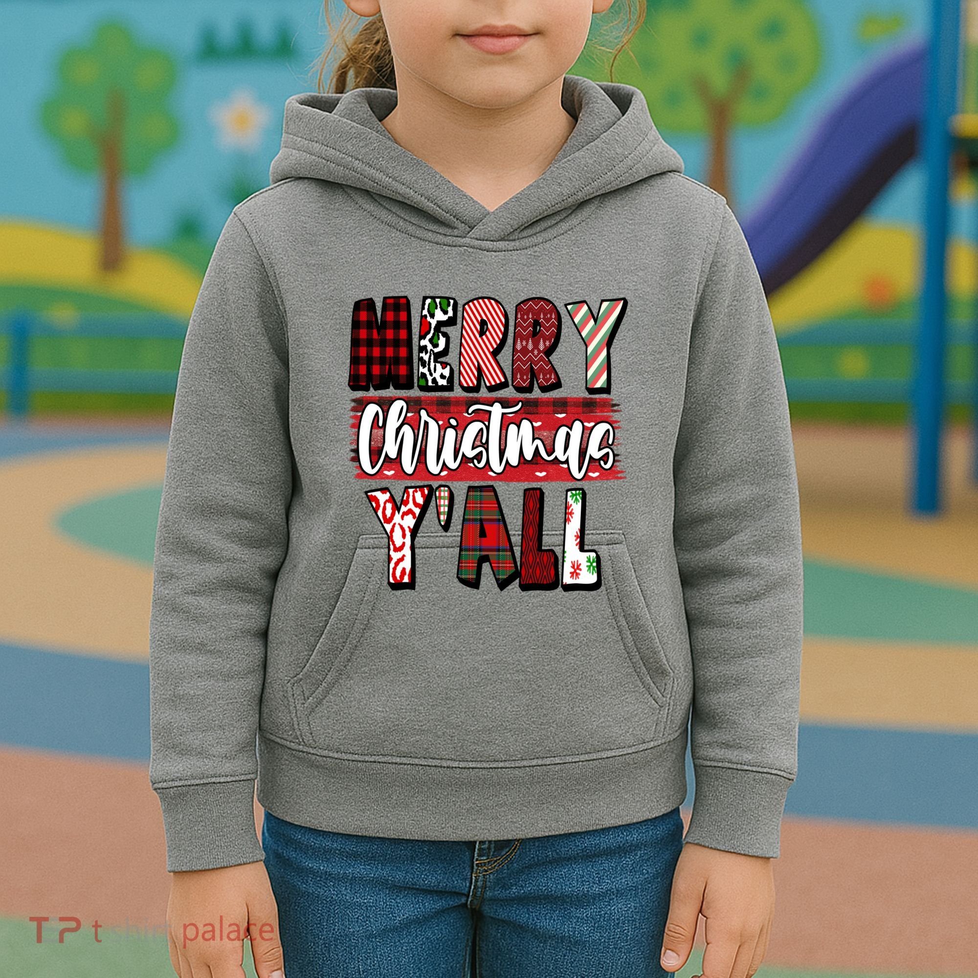 Merry Christmas Yall Holiday Festive Fun Kids Hoodie