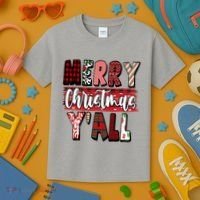 Merry Christmas Yall Holiday Festive Fun Kids T-Shirt thumb 3