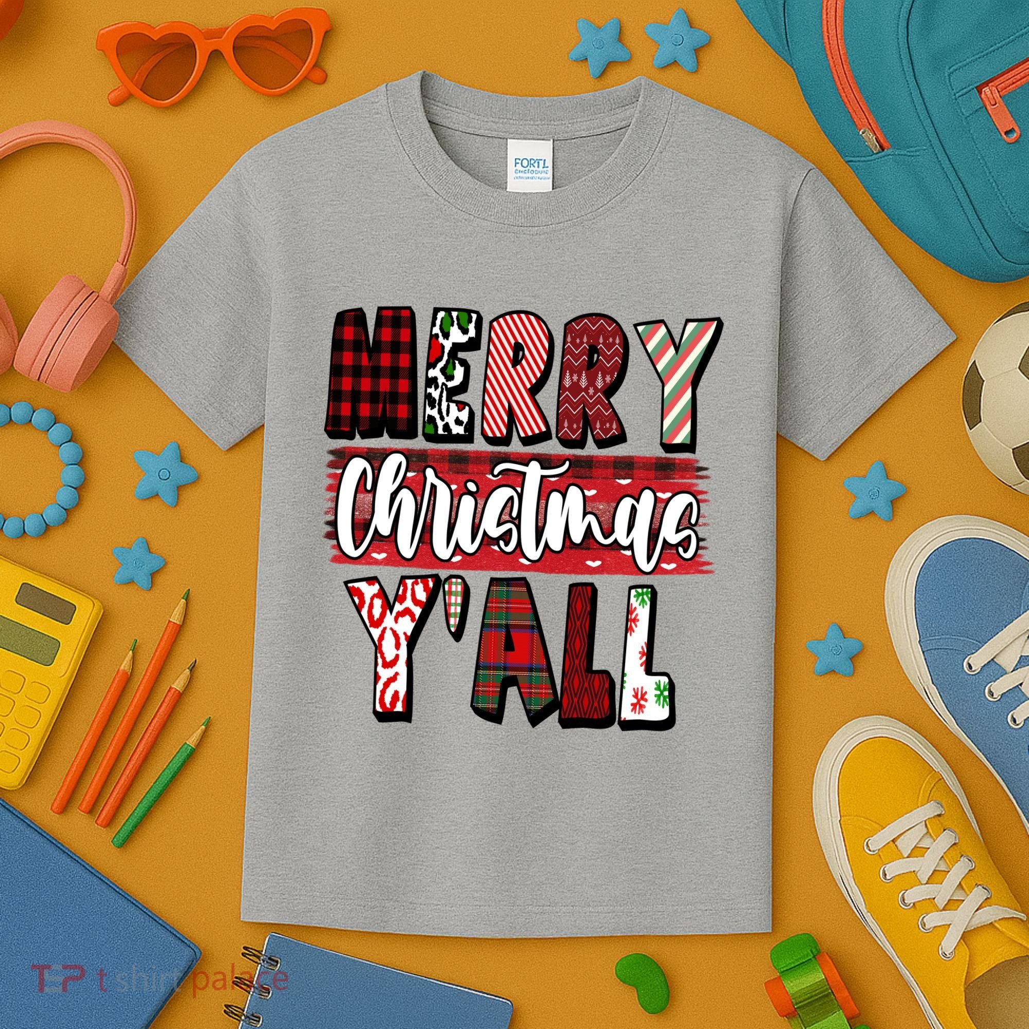 Merry Christmas Yall Holiday Festive Fun Kids T-Shirt