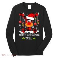 Merry Christmas Y'all Gifts Leopard Buffalo Plaid Xmas Long Sleeve Shirt thumb 0