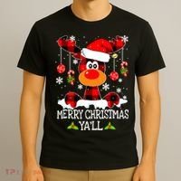 Merry Christmas Y'all Gifts Leopard Buffalo Plaid Xmas T-Shirt thumb 3