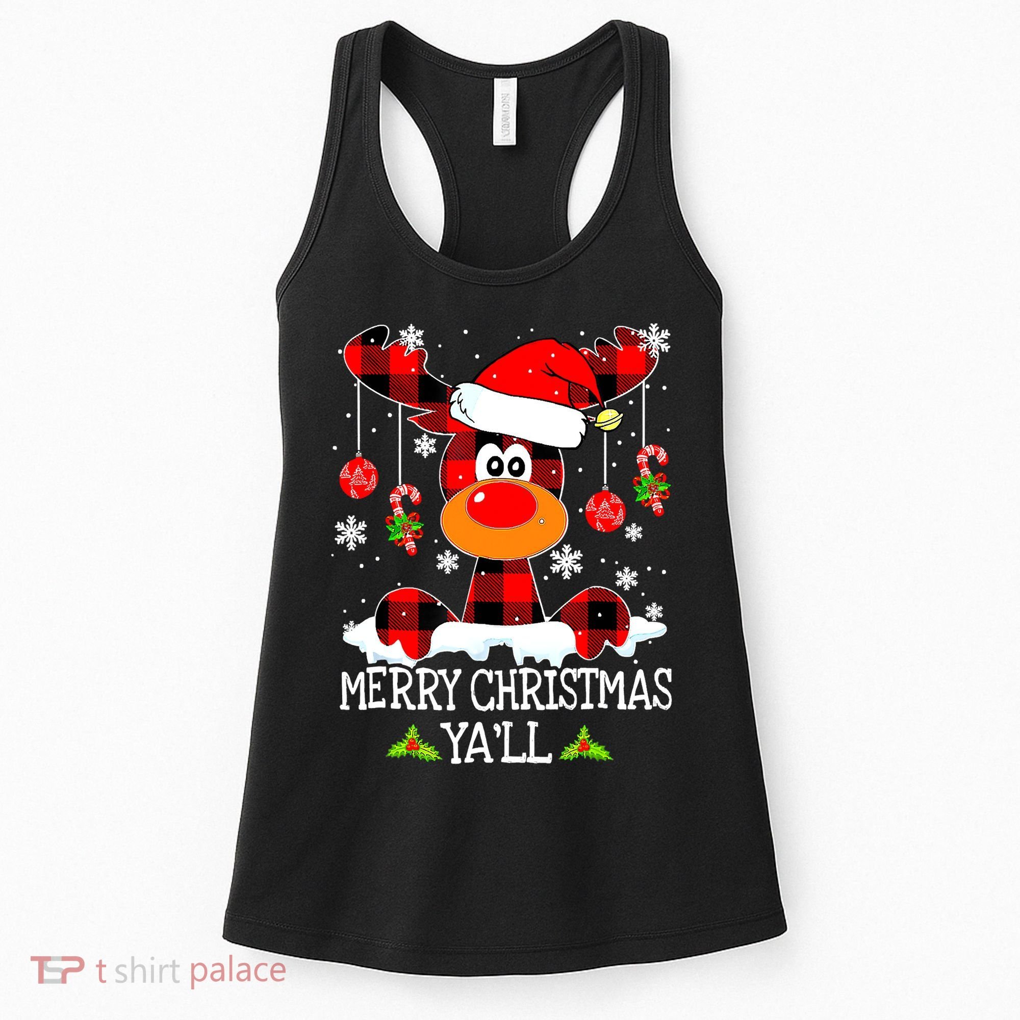 Merry Christmas Y'all Gifts Leopard Buffalo Plaid Xmas Women's Tank Top