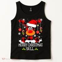 Merry Christmas Y'all Gifts Leopard Buffalo Plaid Xmas Tank Top thumb 2