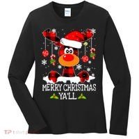 Merry Christmas Y'all Gifts Leopard Buffalo Plaid Xmas Women's Long Sleeve Shirt thumb 0