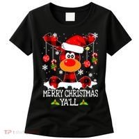 Merry Christmas Y'all Gifts Leopard Buffalo Plaid Xmas Women's T-Shirt thumb 0