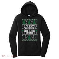Merry Christmas Ya Filthy Animal Ugly Sweater Funny Xmas Gift Women's Hoodie thumb 0