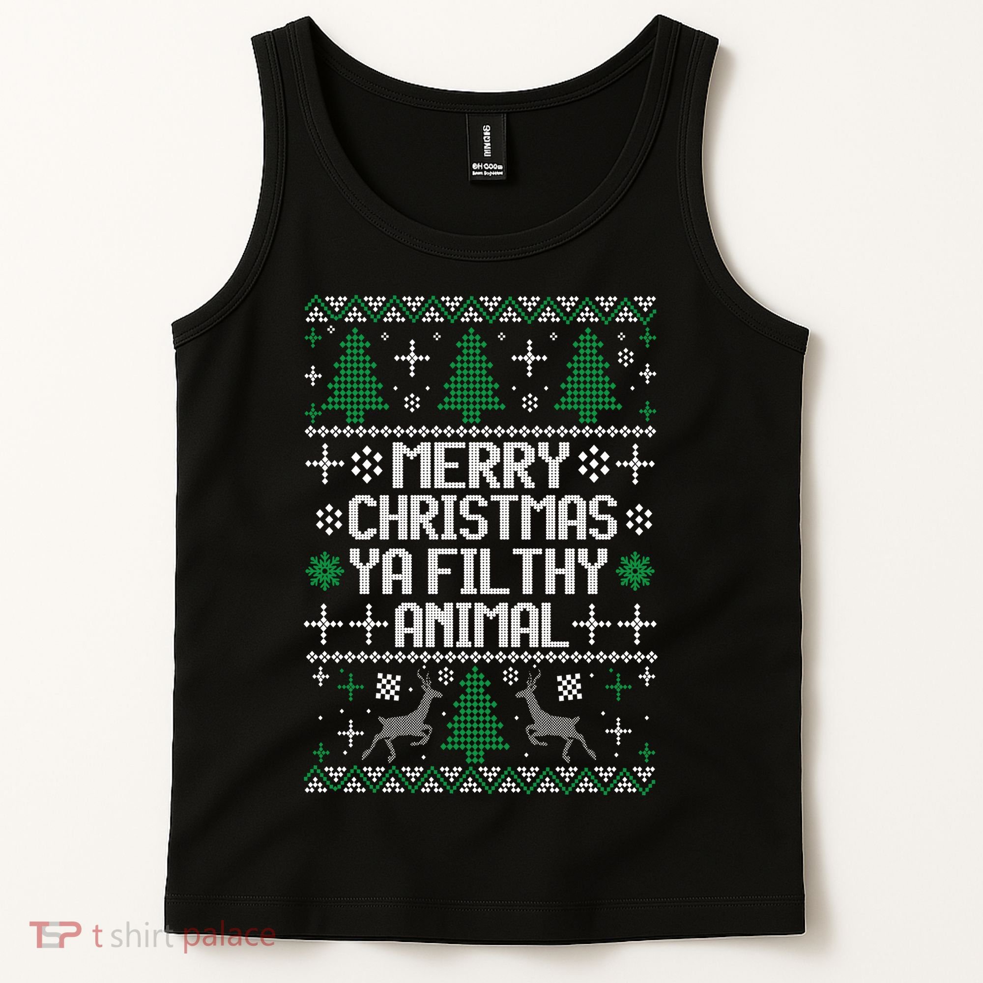 Merry Christmas Ya Filthy Animal Ugly Sweater Funny Xmas Gift Tank Top