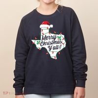 Merry Christmas Y'All Texas State Texan Women's Sweatshirt thumb 0