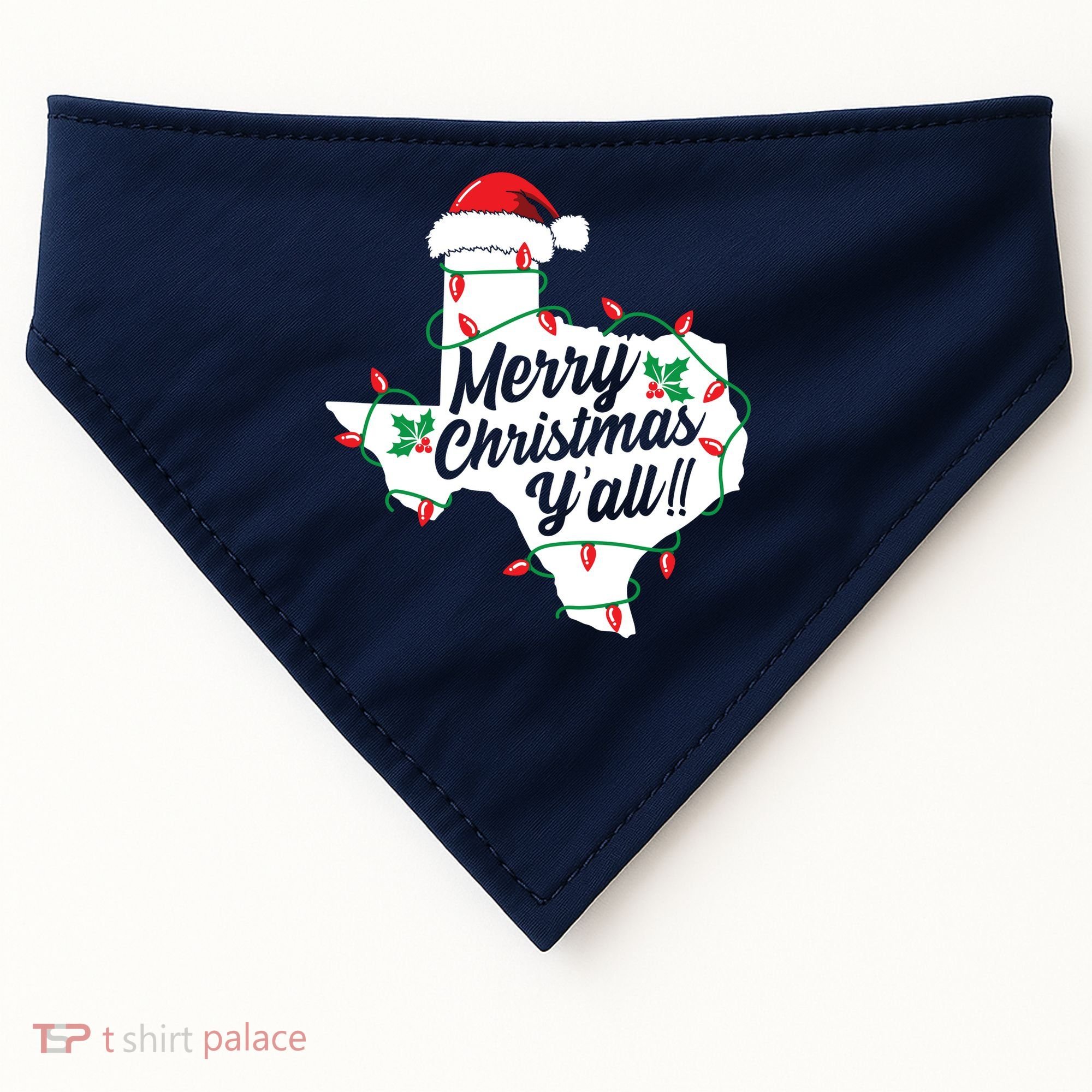 Merry Christmas Y'All Texas State Texan USA-Made Doggie Bandana