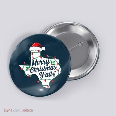 Merry Christmas Y'All Texas State Texan Button