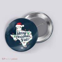Merry Christmas Y'All Texas State Texan Button thumb 0