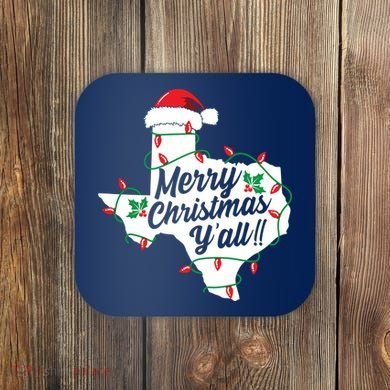 Merry Christmas Y'All Texas State Texan Coaster