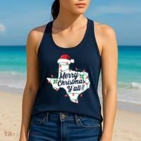 Merry Christmas Y'All Texas State Texan Women's Tank Top thumb 2