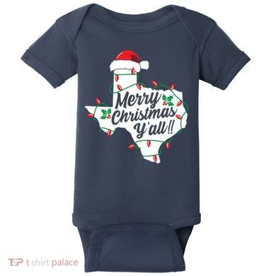Merry Christmas Y'All Texas State Texan Baby Bodysuit