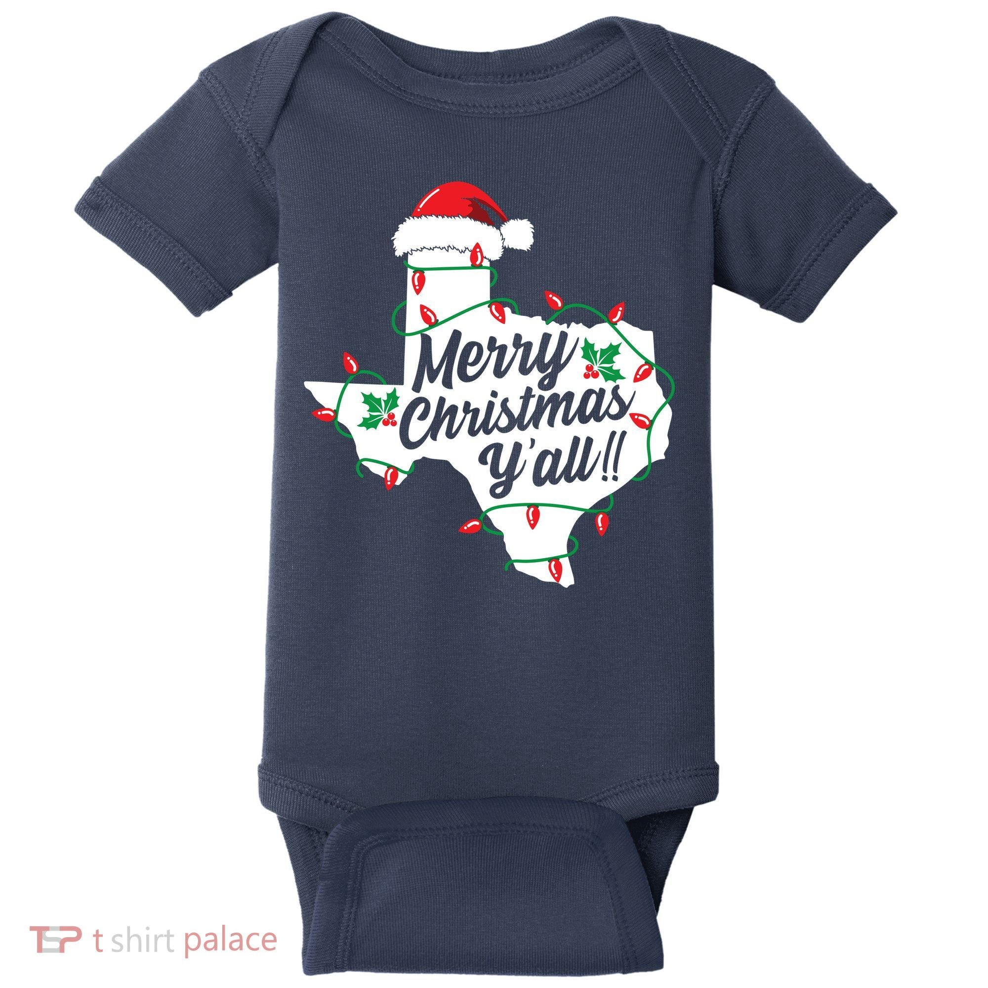 Merry Christmas Y'All Texas State Texan Baby Bodysuit