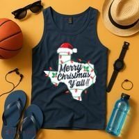 Merry Christmas Y'All Texas State Texan Tank Top thumb 4