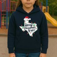 Merry Christmas Y'All Texas State Texan Kids Hoodie thumb 3