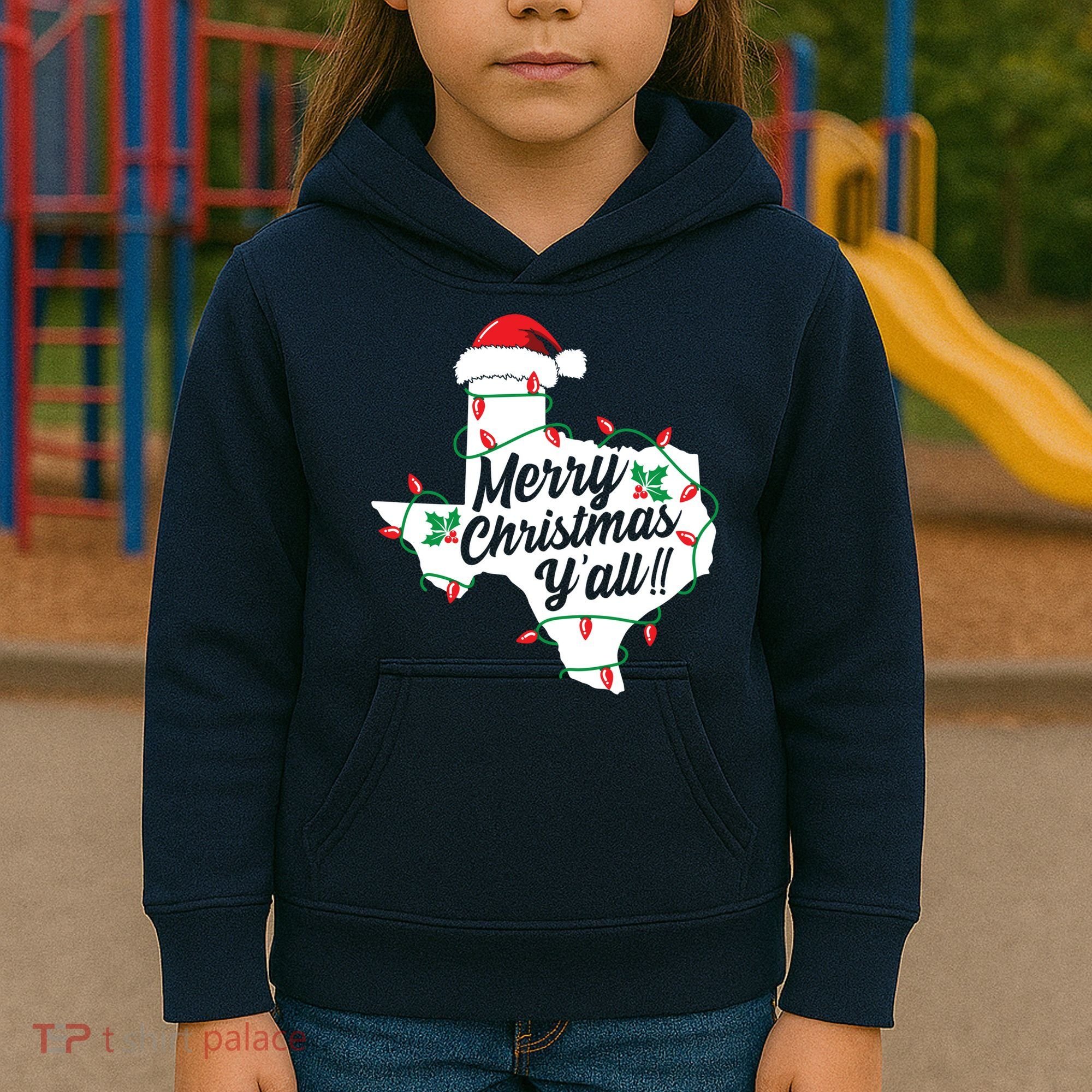 Merry Christmas Y'All Texas State Texan Kids Hoodie