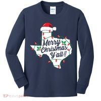 Merry Christmas Y'All Texas State Texan Kids Long Sleeve Shirt thumb 0