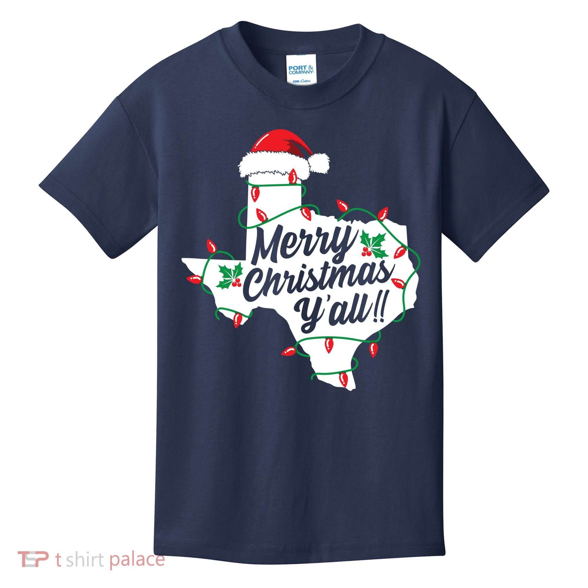 Merry Christmas Y'All Texas State Texan Kids T-Shirt