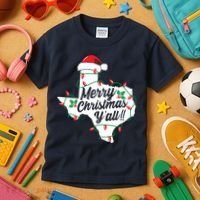 Merry Christmas Y'All Texas State Texan Kids T-Shirt thumb 3