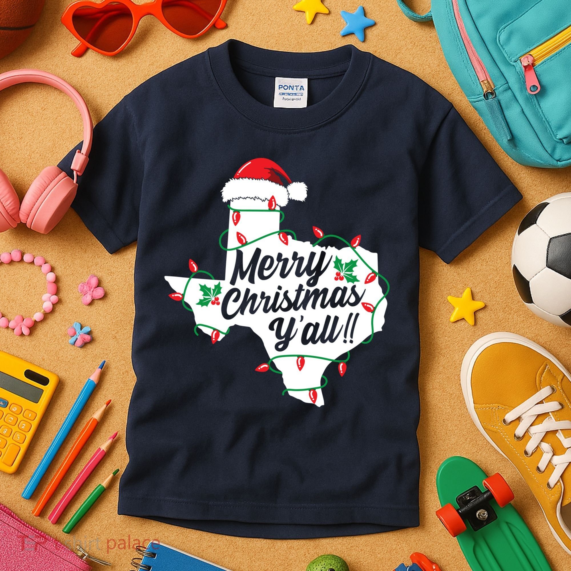 Merry Christmas Y'All Texas State Texan Kids T-Shirt
