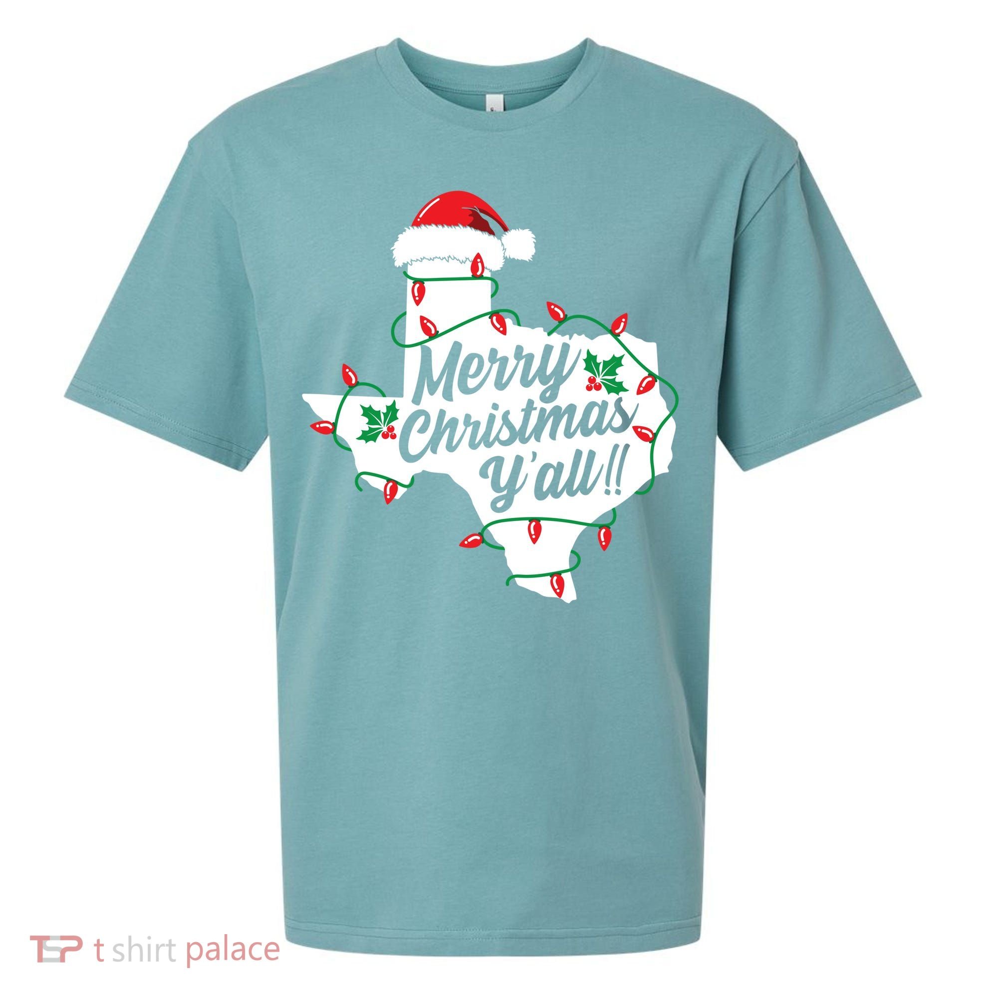Merry Christmas Y'All Texas State Texan Sueded Cloud Jersey T-Shirt